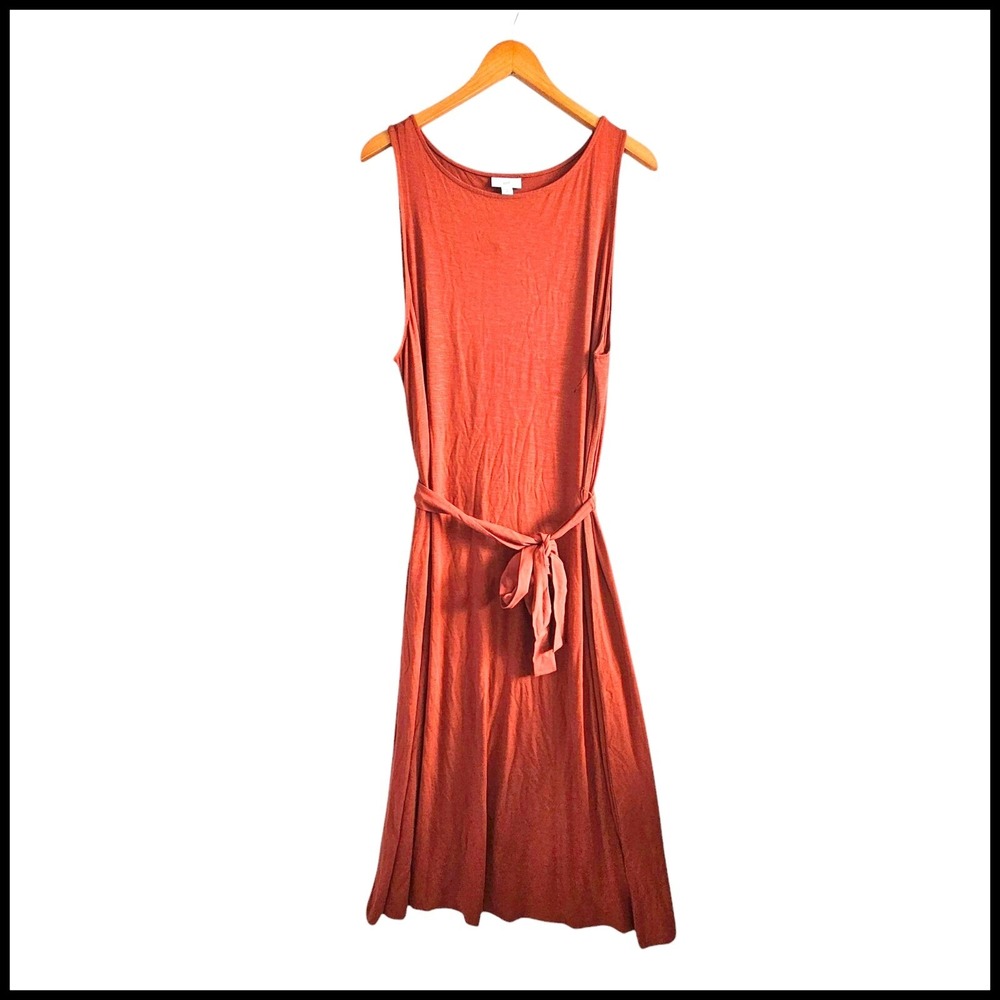 J.‎ Jill Maxi Dress Sleeveless Casual Knit with Belt Rust XL NWT Pottery Orange